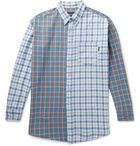 Noon Goons - Button-Down Collar Panelled Checked Cotton-Flannel Shirt - Blue