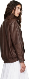 Nour Hammour Brown Ariste Leather Bomber Jacket