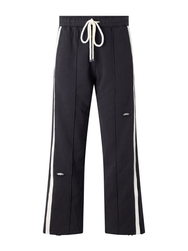 Photo: NAHMIAS - Repaired Wide-Leg Cotton-Jersey Drawstring Sweatpants - Black