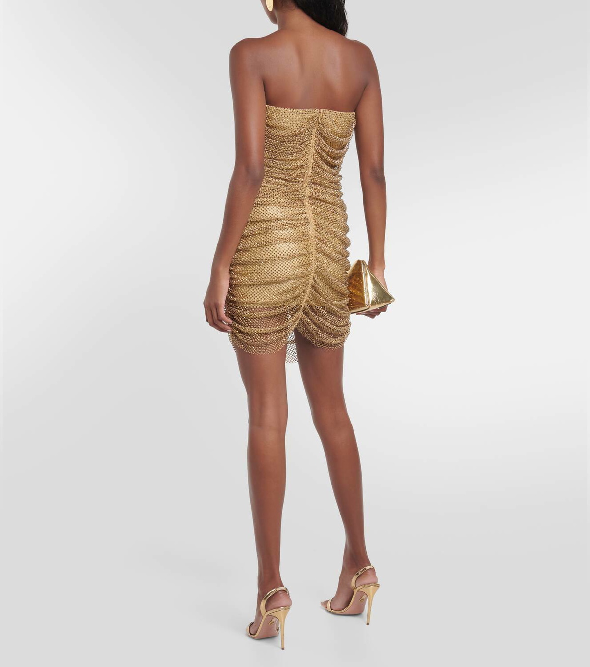 Giuseppe di Morabito Embellished ruched mesh minidress