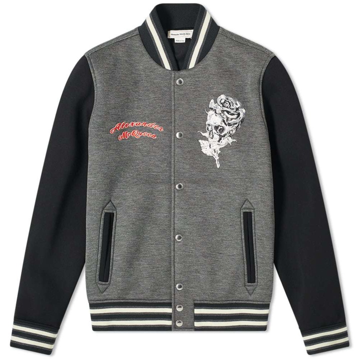 Photo: Alexander McQueen Embroidered Bomber Jacket Charcoal & Mix