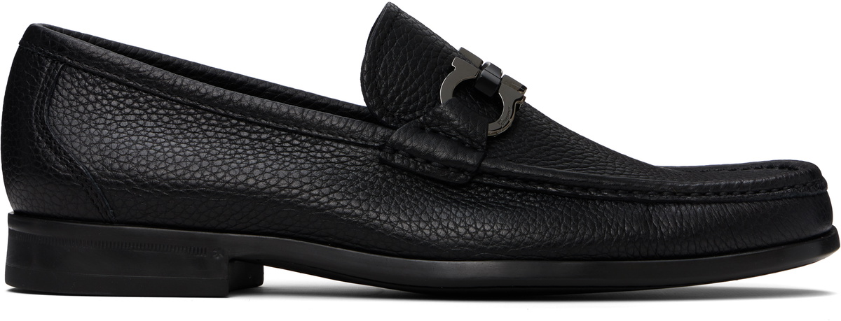 Ferragamo Black Gancini Ornament Loafers