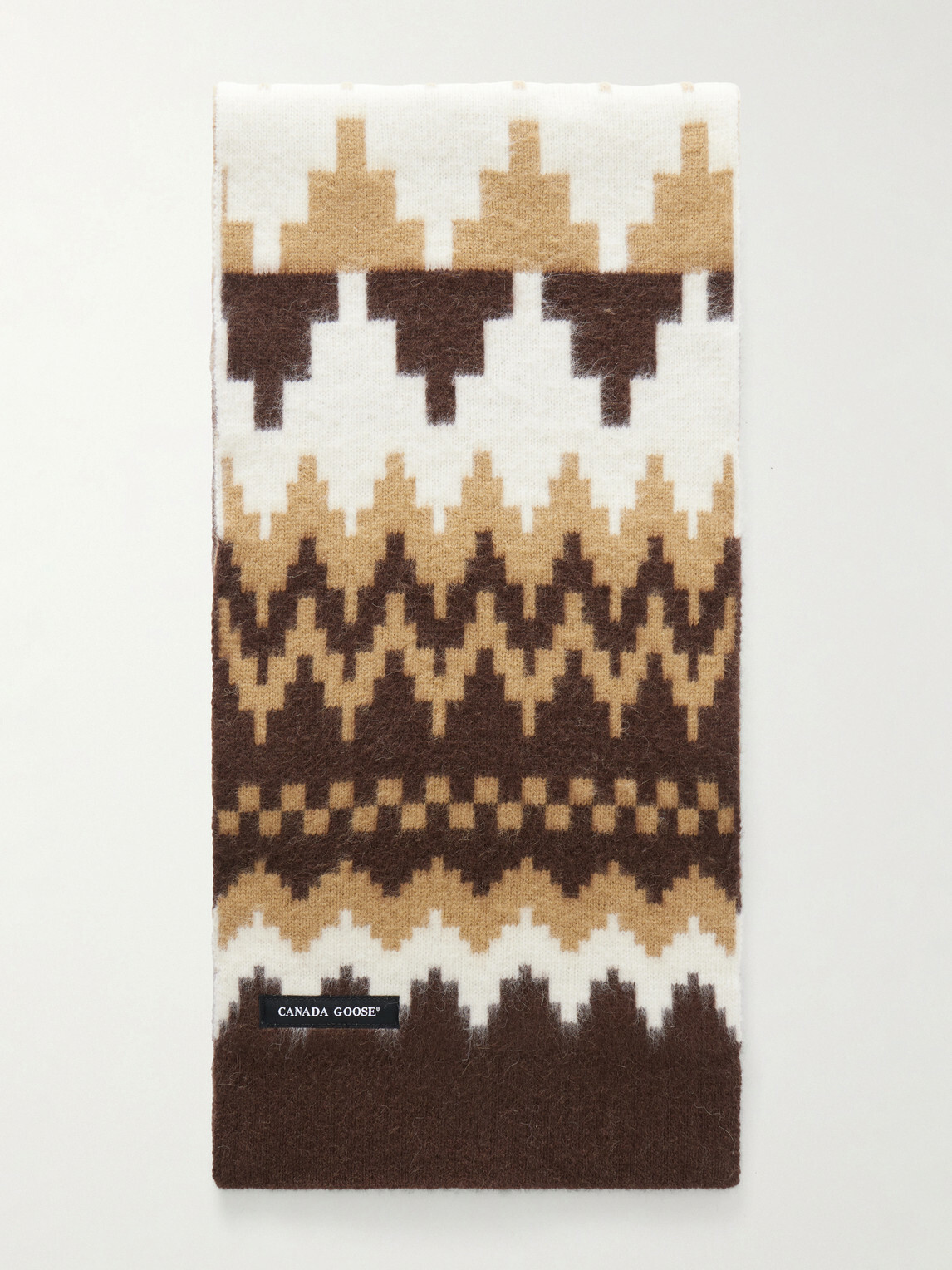Canada Goose - Logo-Appliquéd Fair Isle Jacquard-Knit Wool and Alpaca-Blend Scarf - Brown