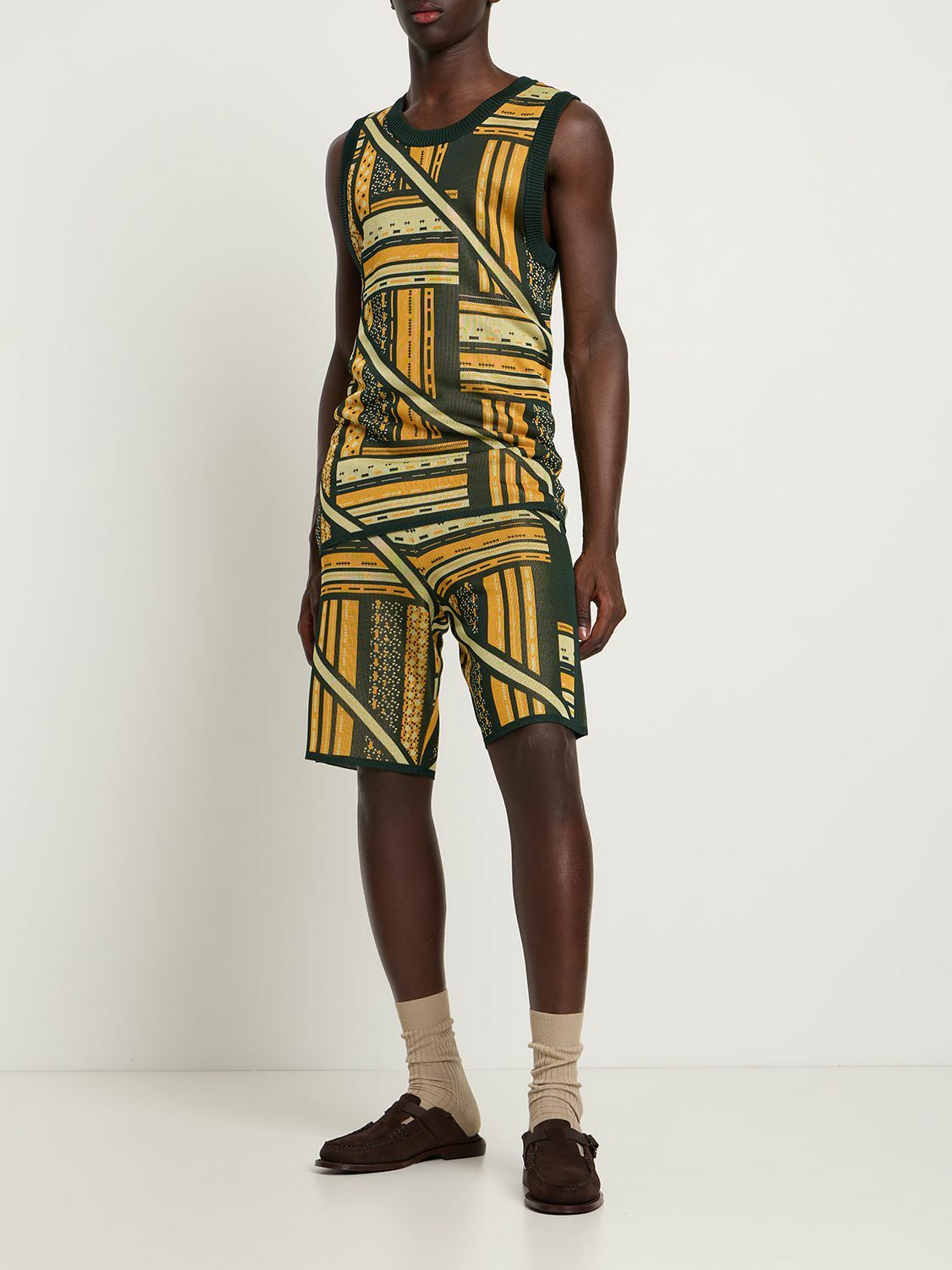 AHLUWALIA - Jacquard Viscose Knit Tank Top
