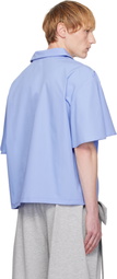 ANDREJ GRONAU Blue V-Neck Poplin Shirt