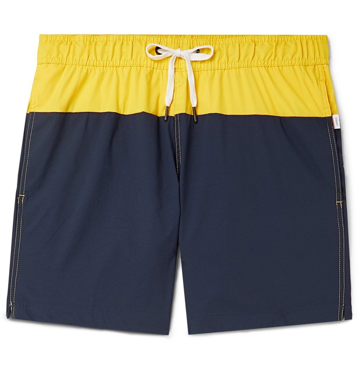 Photo: Onia - Charles Slim-Fit Short-Length Colour-Block Swim Shorts - Blue