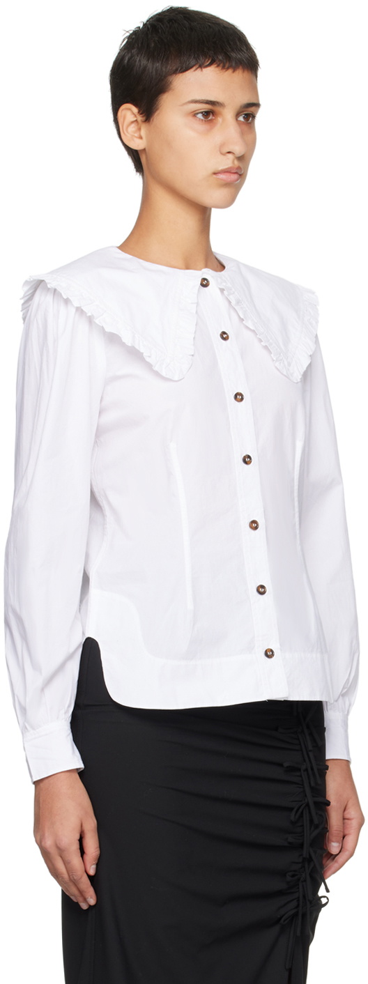 GANNI White Sailor Collar Shirt GANNI