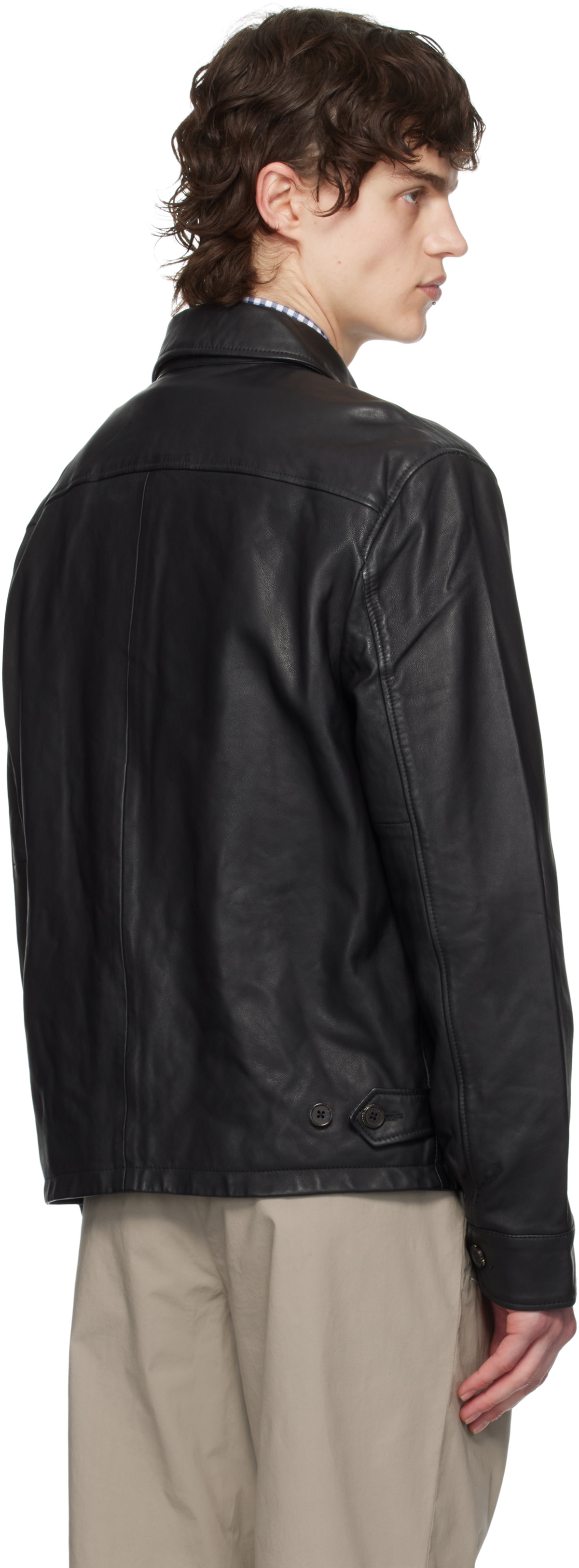Polo Ralph Lauren Black Zip Leather Jacket
