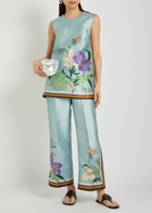 Alemais Alfie Printed Satin-twill Trousers Blue
