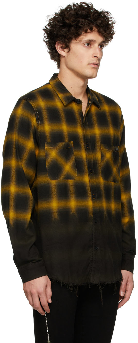 AMIRI Yellow Dip Dye Shadow Plaid Shirt Amiri