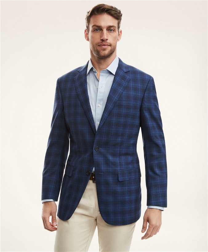 Photo: Brooks Brothers Men's Madison Traditional-Fit Overcheck Sport Coat | Blue