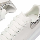Alexander McQueen Men's Dragonfly Heel tab Oversized Sneakers in White/Silver