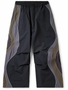 ERL - Ufo Wide-Leg Striped Shell Trousers - Black