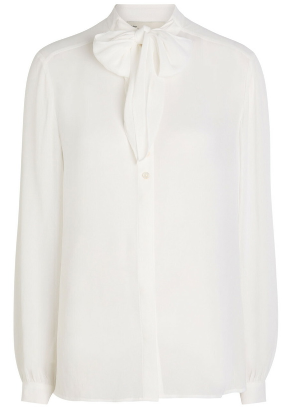Photo: Tory Burch Bow Semi-sheer Georgette Blouse Cream