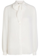 Tory Burch Bow Semi-sheer Georgette Blouse Cream