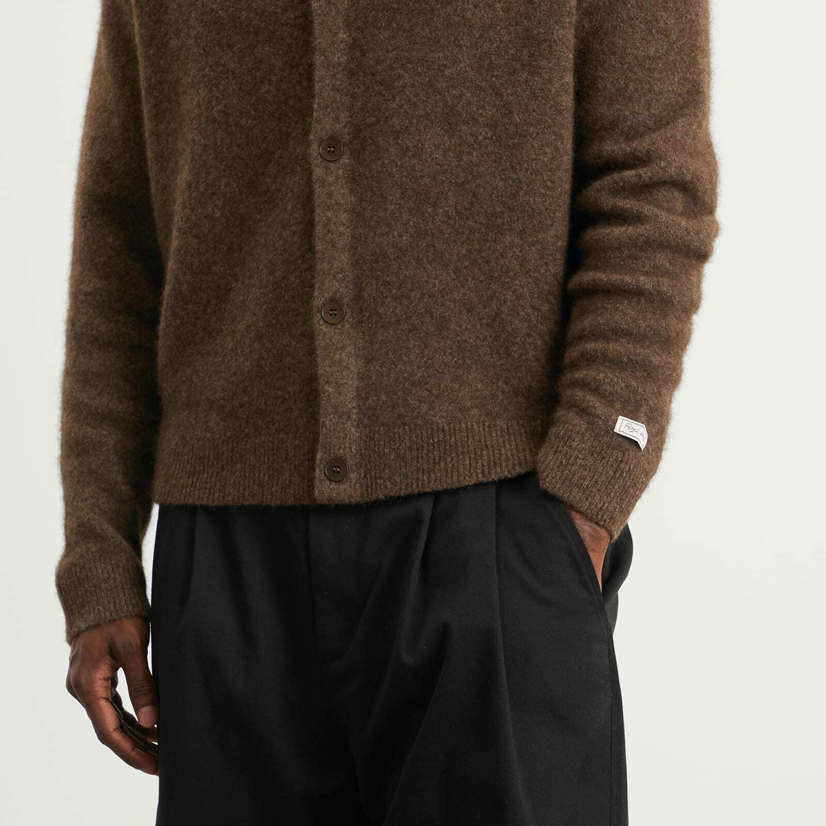 Percival Men's Archive Soft Knitted Collared Cardigan in Espresso