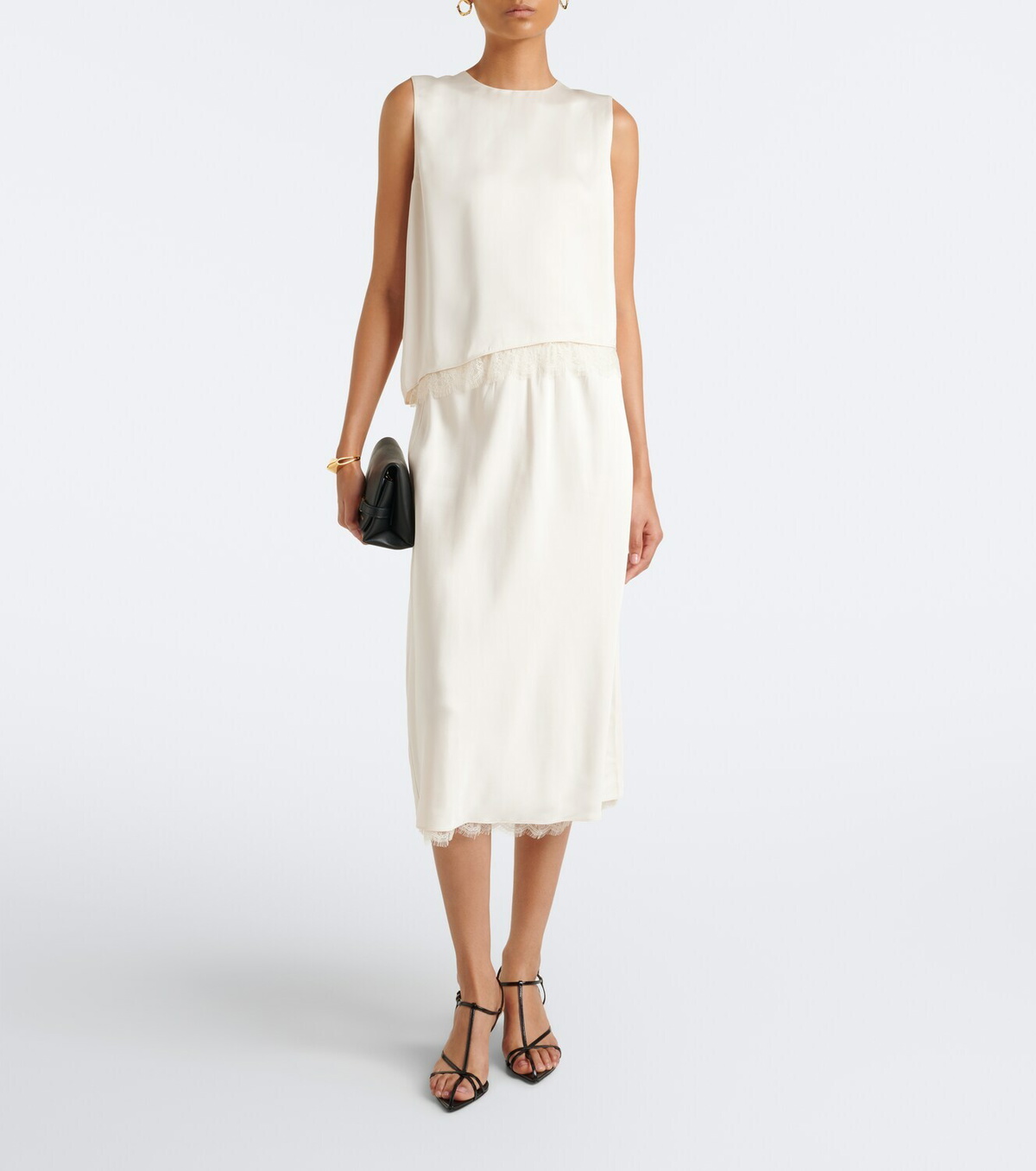 Vince Lace-trimmed satin top