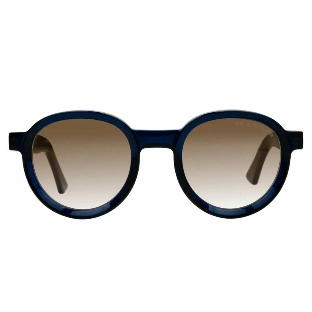 Cutler and Gross 1384-02 Sun 49mm Classic Blue Navy / Grad Brown Lens Flash G