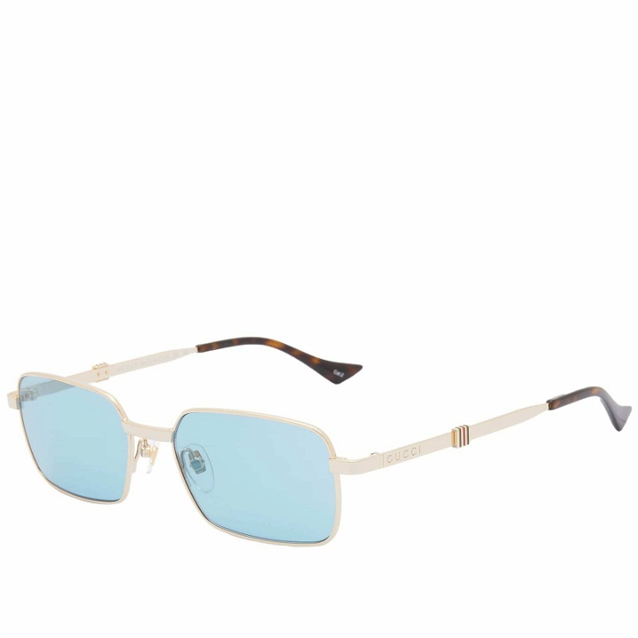 Photo: Gucci Men's Eyewear GG1495S Sunglasses in Gold/Blue 
