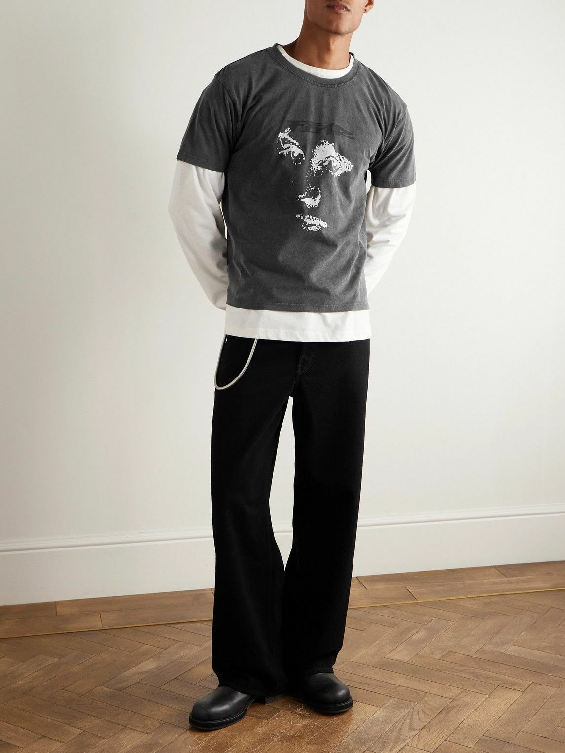 mfpen - Merch Cropped Printed Organic Cotton-Jersey T-Shirt - Gray