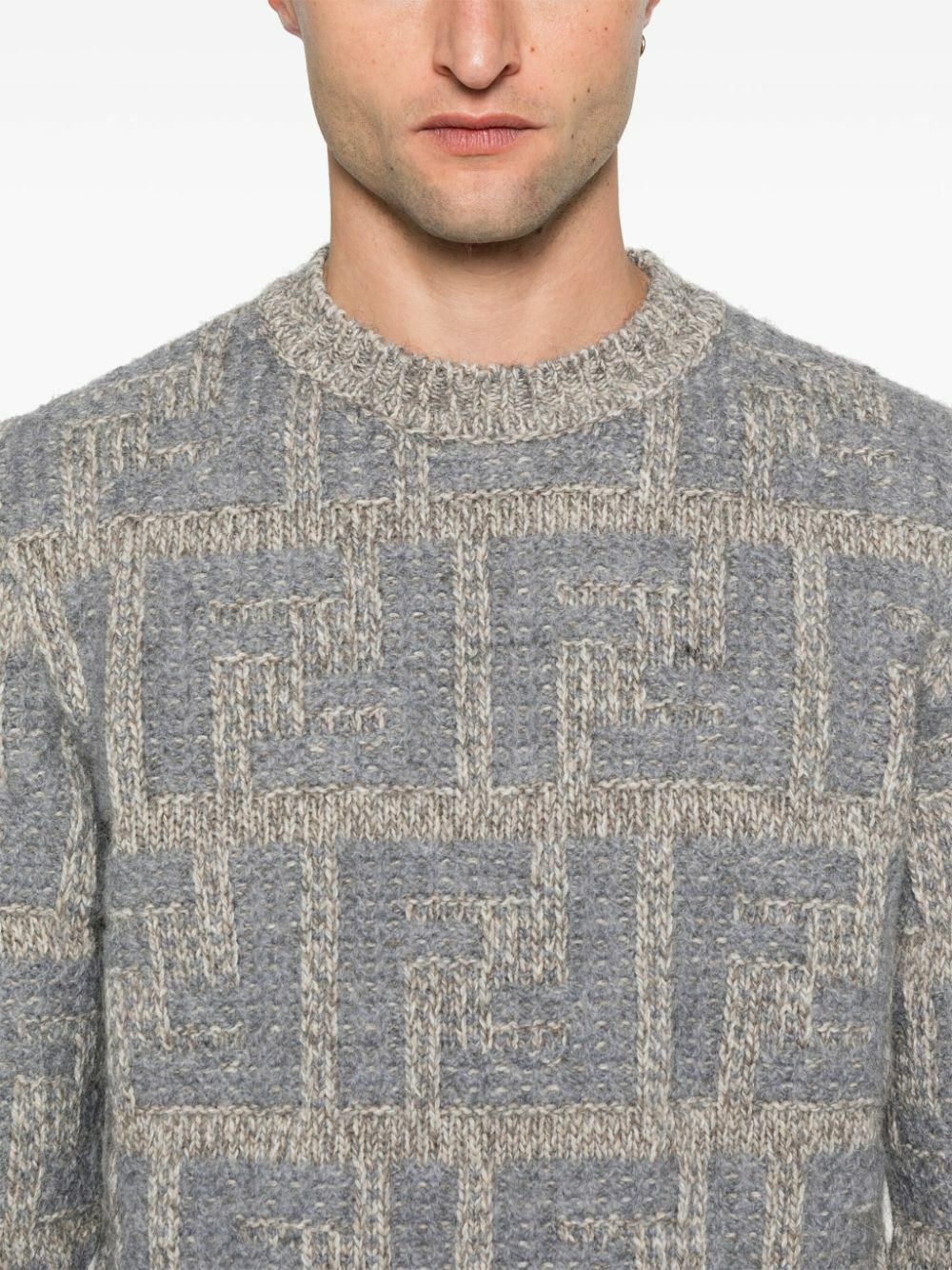 FENDI Grey FF-Pattern Sweater Fendi