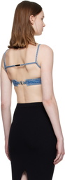 Marine Serre Blue Denim Moon Bra Top