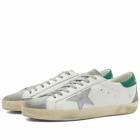 Golden Goose Men's Super-Star Suede Toe Leather Sneakers in White/Grey/Silver