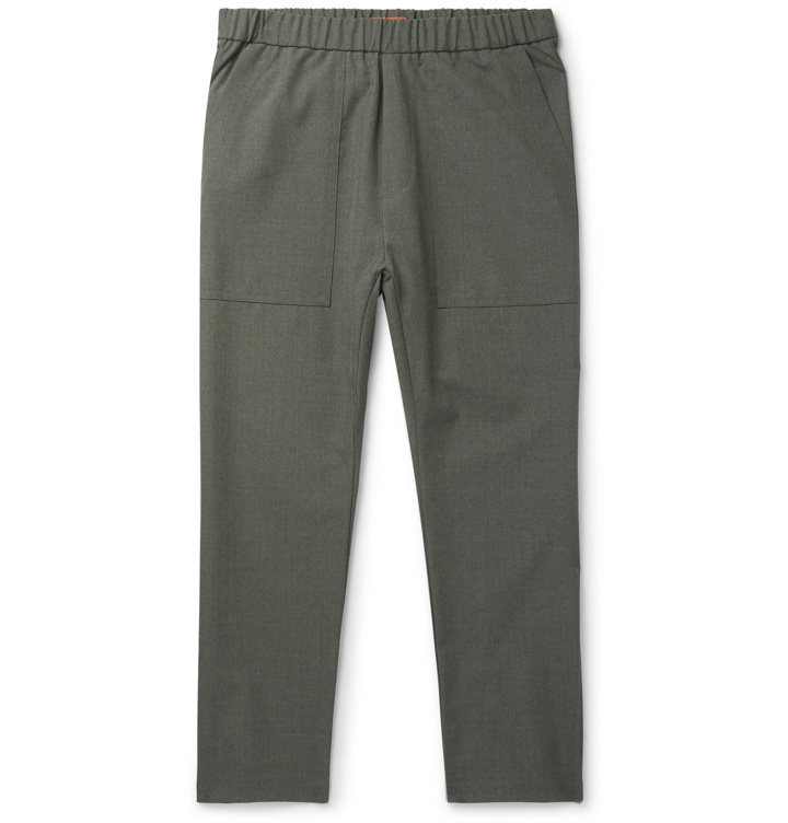 Photo: Barena - Grey-Green Tapered Cropped Woven Trousers - Green