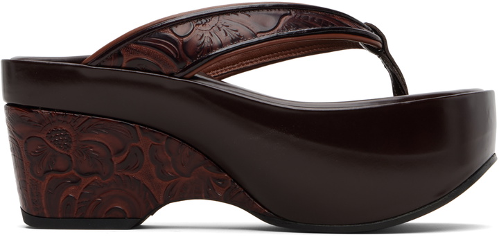 Photo: Dries Van Noten Burgundy Platform Thong Heeled Sandals