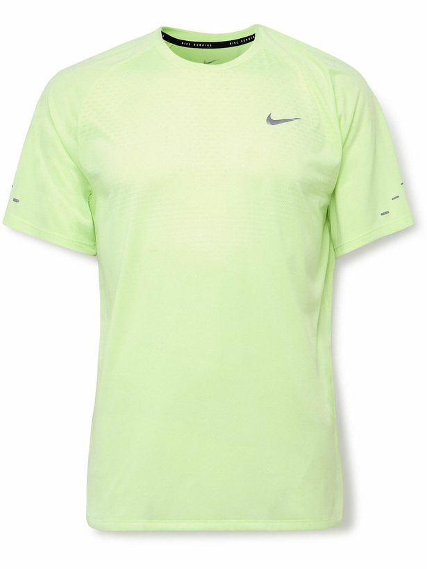 Photo: NIKE RUNNING - Stride Dri-FIT ADV Mesh T-Shirt - Yellow