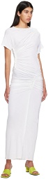 Atlein White Ruffled Midi Dress
