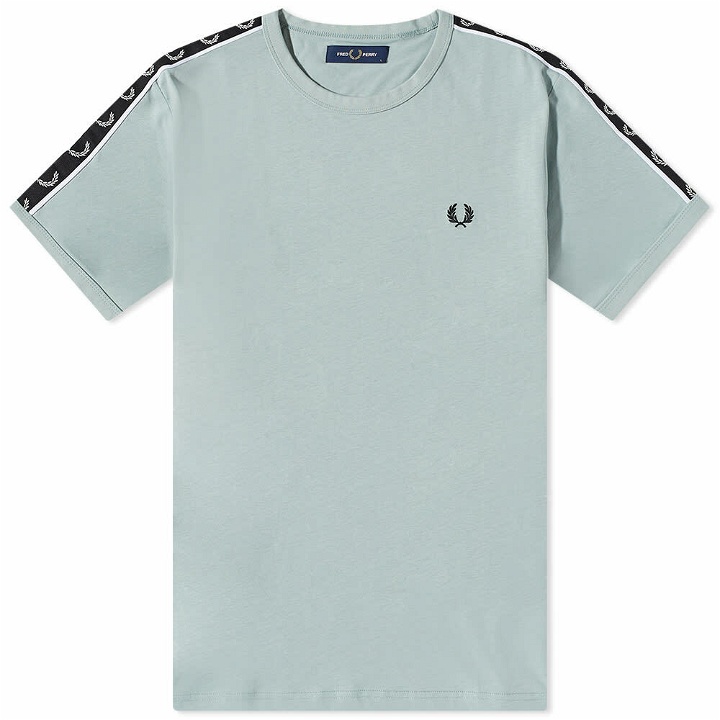 Photo: Fred Perry Authentic Men's Taped Ringer T-Shirt in Silver Blue/Black