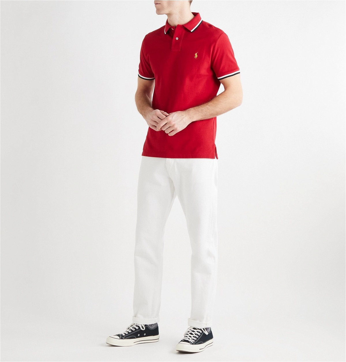 POLO RALPH LAUREN - Contrast-Tipped Cotton-Piqué Polo Shirt - Red Polo ...
