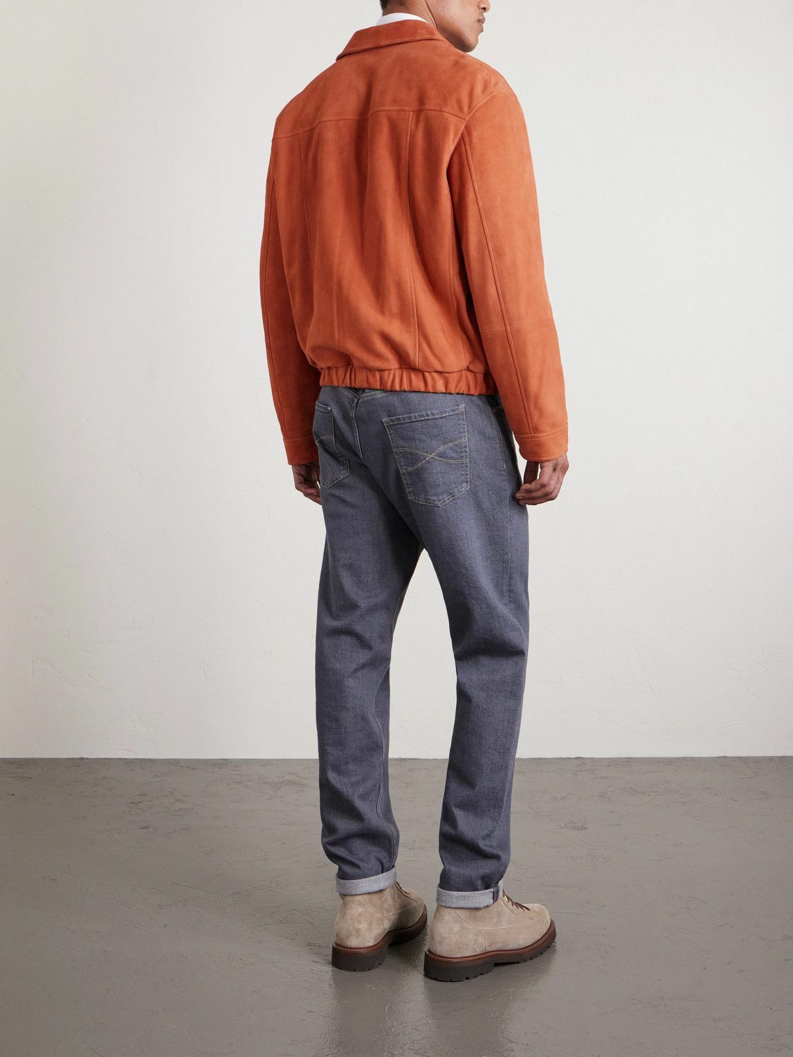 Brunello Cucinelli - Suede Blouson Jacket - Orange