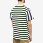 Foret Men's Lob Stripe T-Shirt in Cloud/Dark Green