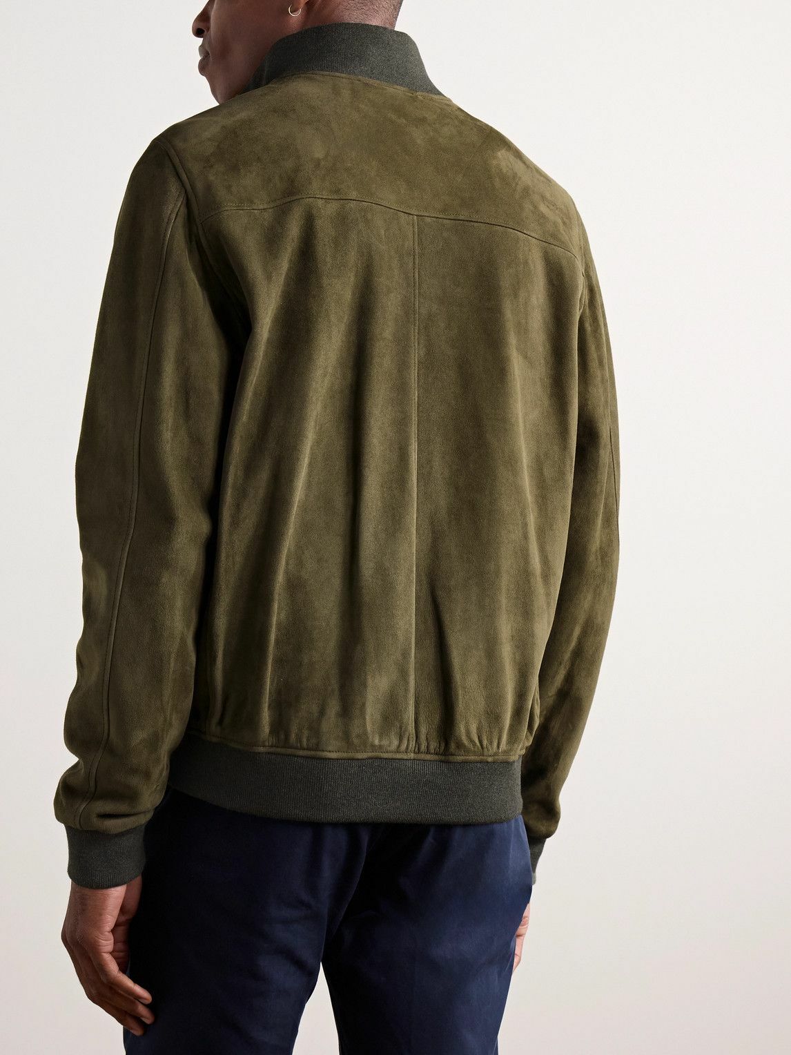 Sid Mashburn - Suede Bomber Jacket - Green Sid Mashburn