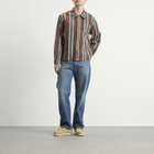 ACMH by Magic Castles Men's Deja Vu Overshirt in Brown Stripe Crinkle