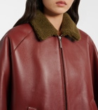 Marni Shearling-trimmed leather blouson jacket