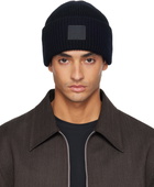 Acne Studios Black Ribbed Face Logo Beanie