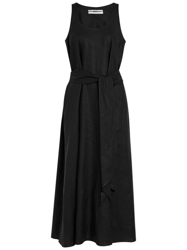 Photo: Another Tomorrow Belted Linen Midi Dress Black