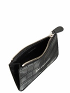 BALENCIAGA - Croc Embossed Leather Zip Card Holder