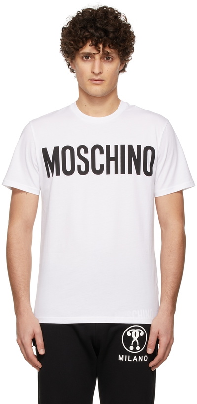 Photo: Moschino White Logo Print T-Shirt