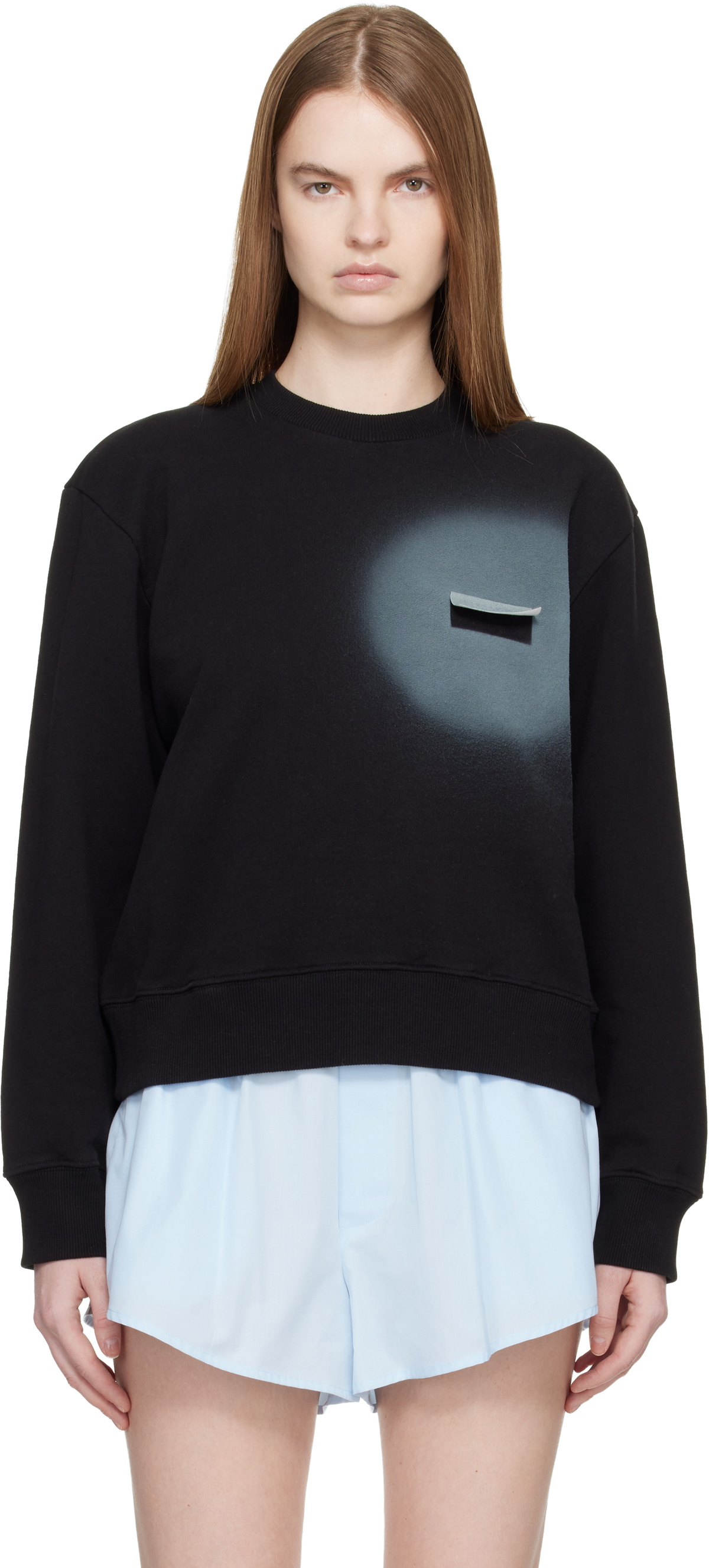 MM6 Maison Margiela Black Unbrushed Cotton Sweatshirt