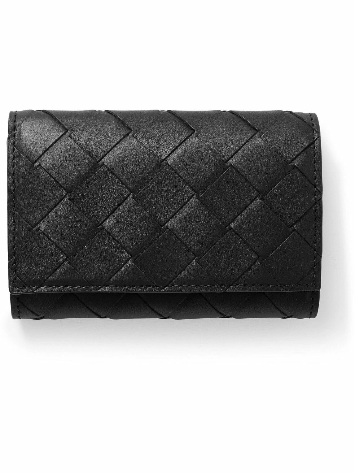 Bottega Intrecciato Leather Key Pouch Black Bottega