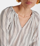 Velvet Gianna embroidered striped cotton top