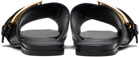 Balmain Black Anthem Flat Calfskin Leather Sandals
