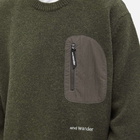 And Wander Men's Shetland Wool Crew Knit in Khaki