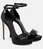 McQueen Jewel embellished satin platform sandals