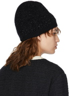 Valentino Garavani Black Wool Lurex VLogo Beanie