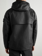 Stone Island - Logo-Appliquéd Padded Leather-Ripstop Hooded Jacket - Black